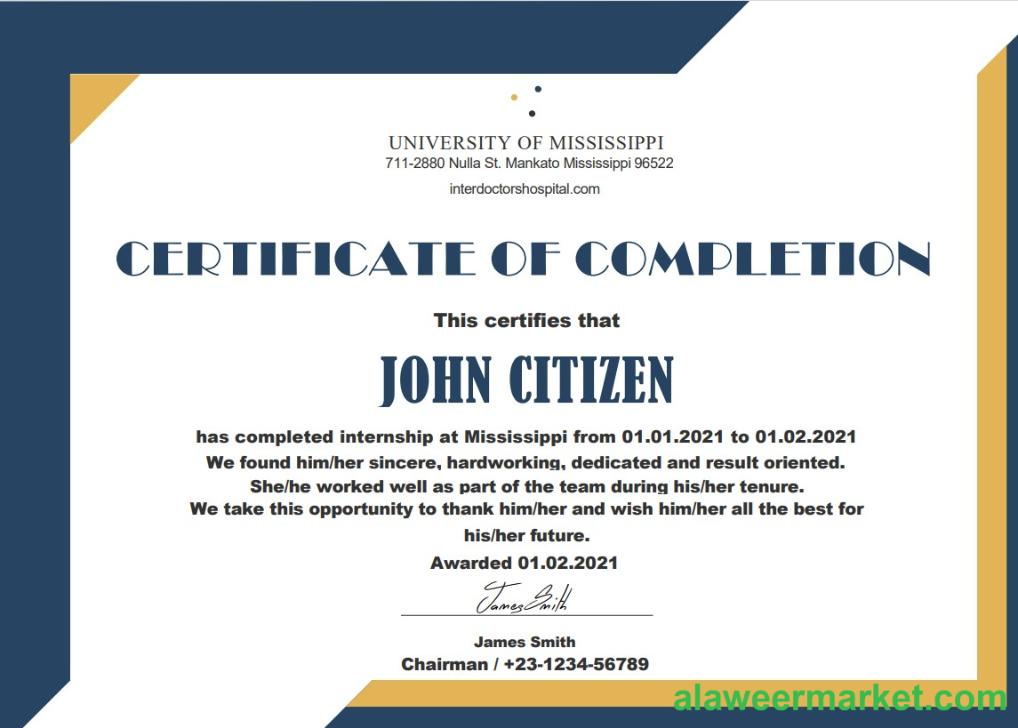 USA Internship cert